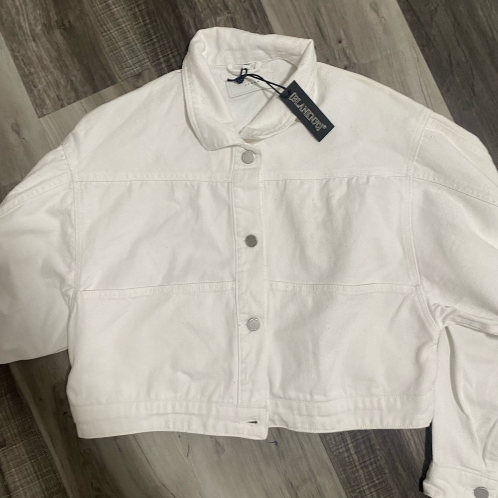 NWT BLANKNYC Cropped Denim White women's 100% cotton Jacket oversize size Xlarge - Picture 4 of 7